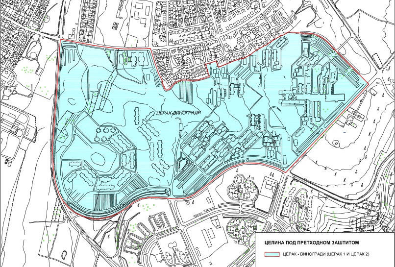 Cerak vinogradi, Mapa Zavoda za zaštitu spomenika kulture Beograda
