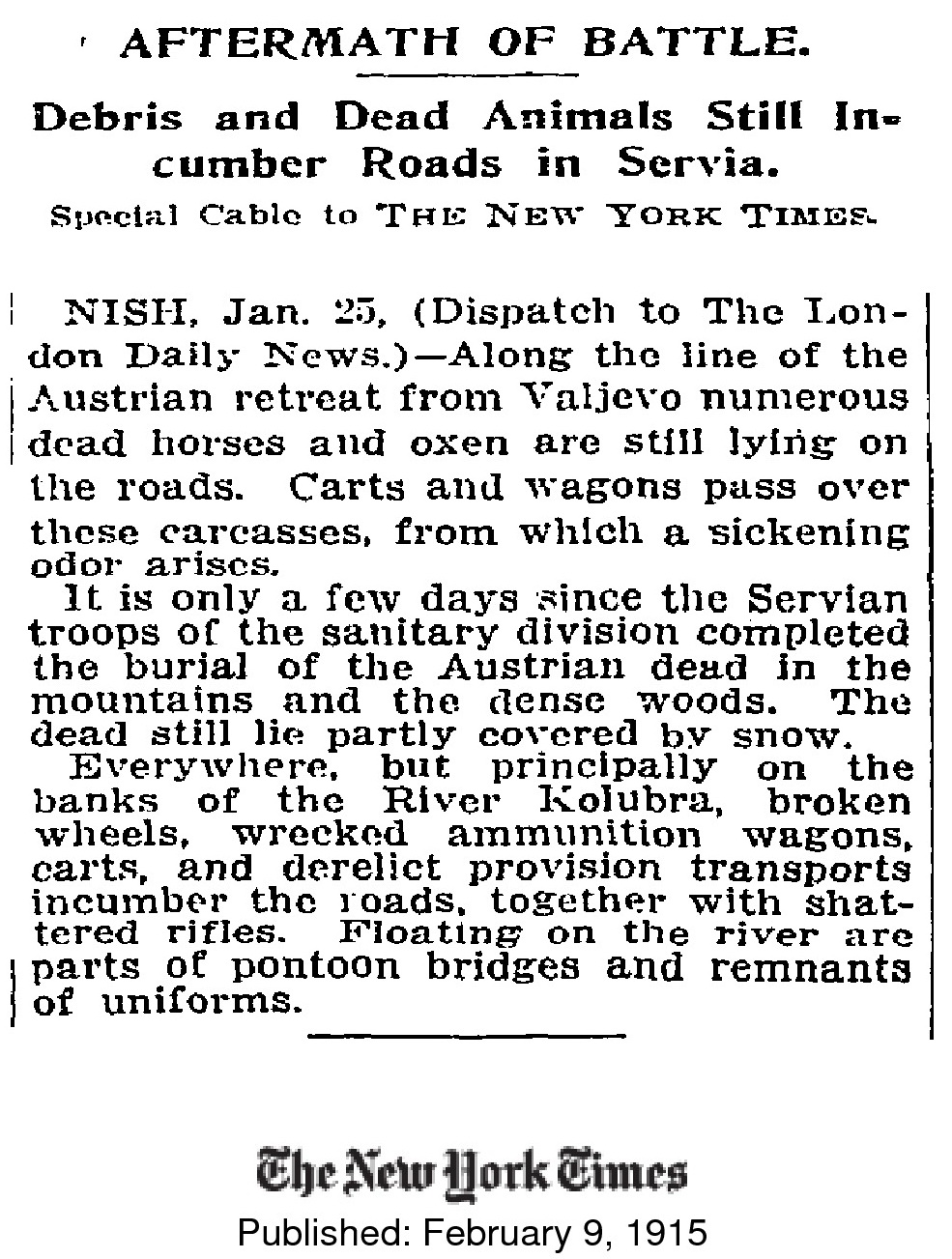 New York Times, 9. februar 1915.